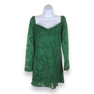 PRINCESS POLLY Lace Off Shoulder Mini Dress Hunter Green size 4 NWOT